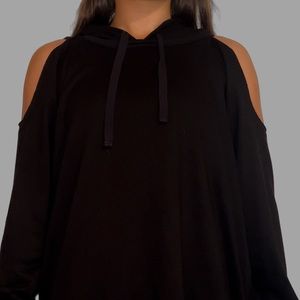 Black sweater with cute on the shoulders